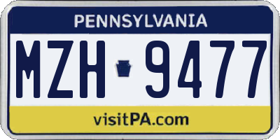 PA license plate MZH9477