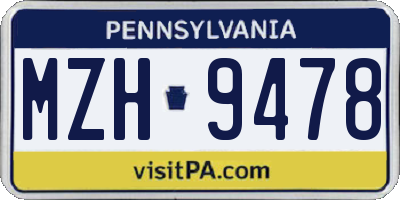 PA license plate MZH9478