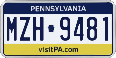 PA license plate MZH9481