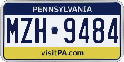 PA license plate MZH9484