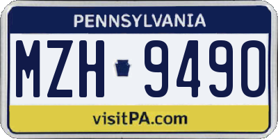 PA license plate MZH9490
