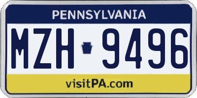 PA license plate MZH9496