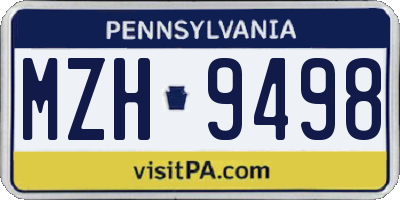 PA license plate MZH9498