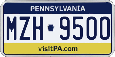 PA license plate MZH9500