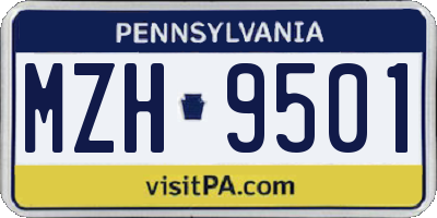 PA license plate MZH9501