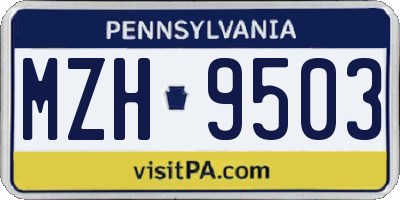 PA license plate MZH9503
