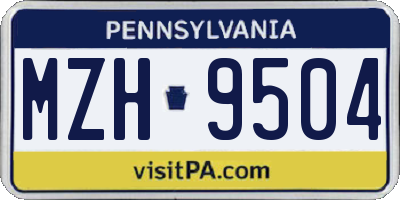 PA license plate MZH9504