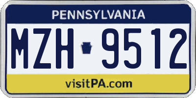 PA license plate MZH9512