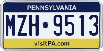 PA license plate MZH9513