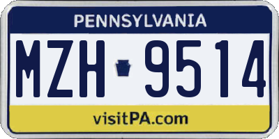 PA license plate MZH9514