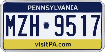 PA license plate MZH9517