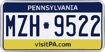 PA license plate MZH9522