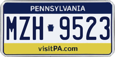 PA license plate MZH9523