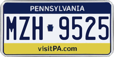 PA license plate MZH9525