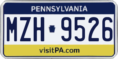 PA license plate MZH9526