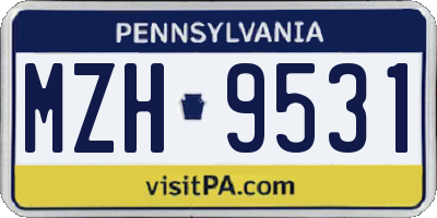 PA license plate MZH9531