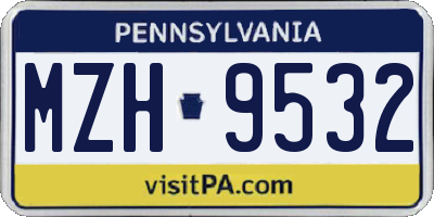 PA license plate MZH9532
