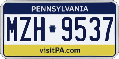PA license plate MZH9537