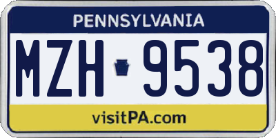 PA license plate MZH9538