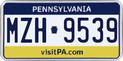 PA license plate MZH9539
