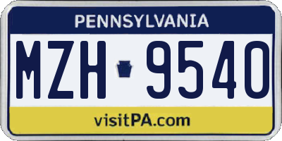 PA license plate MZH9540