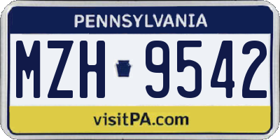PA license plate MZH9542
