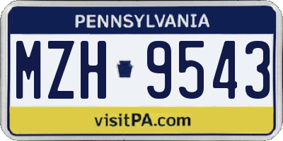 PA license plate MZH9543