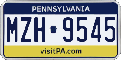 PA license plate MZH9545