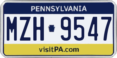 PA license plate MZH9547