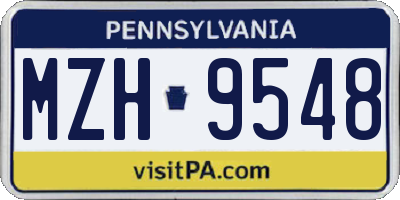 PA license plate MZH9548