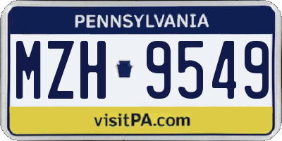 PA license plate MZH9549