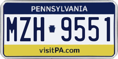 PA license plate MZH9551