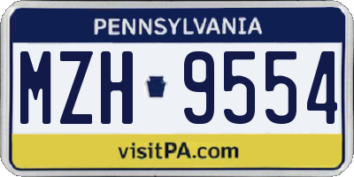 PA license plate MZH9554