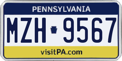 PA license plate MZH9567