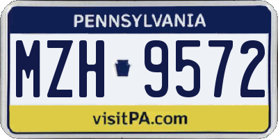 PA license plate MZH9572