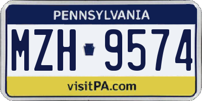 PA license plate MZH9574