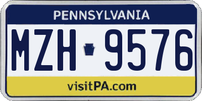 PA license plate MZH9576
