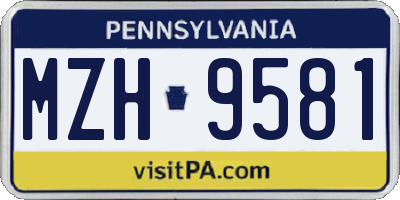 PA license plate MZH9581