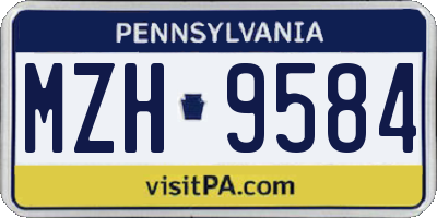 PA license plate MZH9584