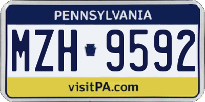 PA license plate MZH9592
