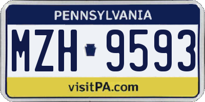 PA license plate MZH9593
