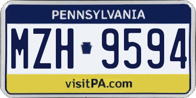 PA license plate MZH9594