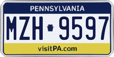 PA license plate MZH9597