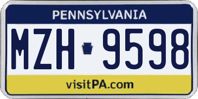 PA license plate MZH9598