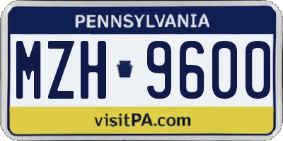 PA license plate MZH9600