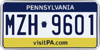 PA license plate MZH9601