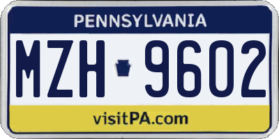 PA license plate MZH9602