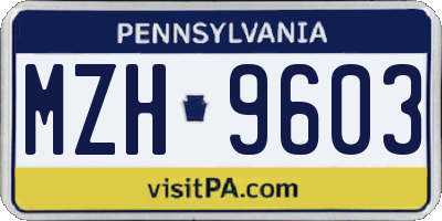 PA license plate MZH9603