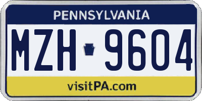 PA license plate MZH9604