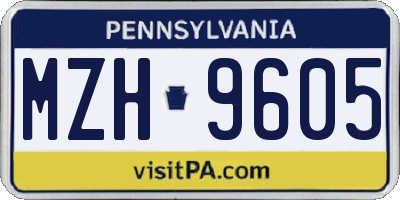 PA license plate MZH9605